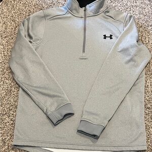Men's UA Light Gray Quarter Zip-Up Sweater- S